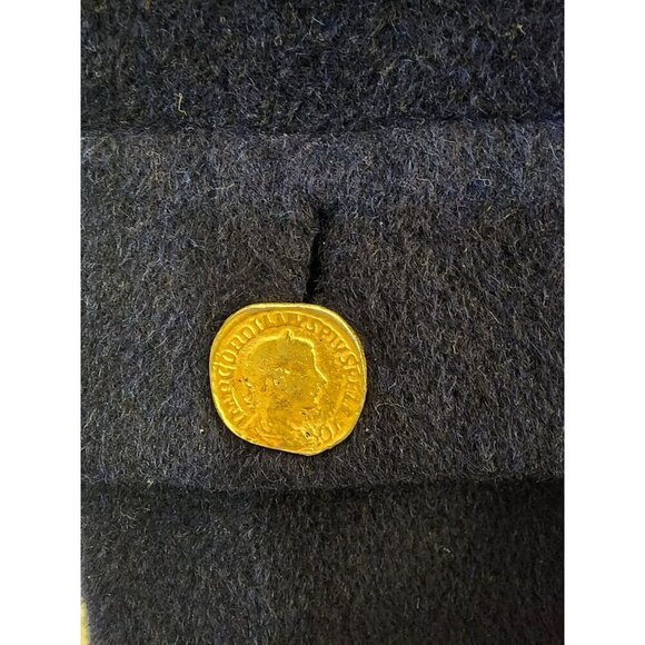 Large Originala Stroock Wool? Navy Coat With Gold Roman Coin Buttons - Picture 4 of 7